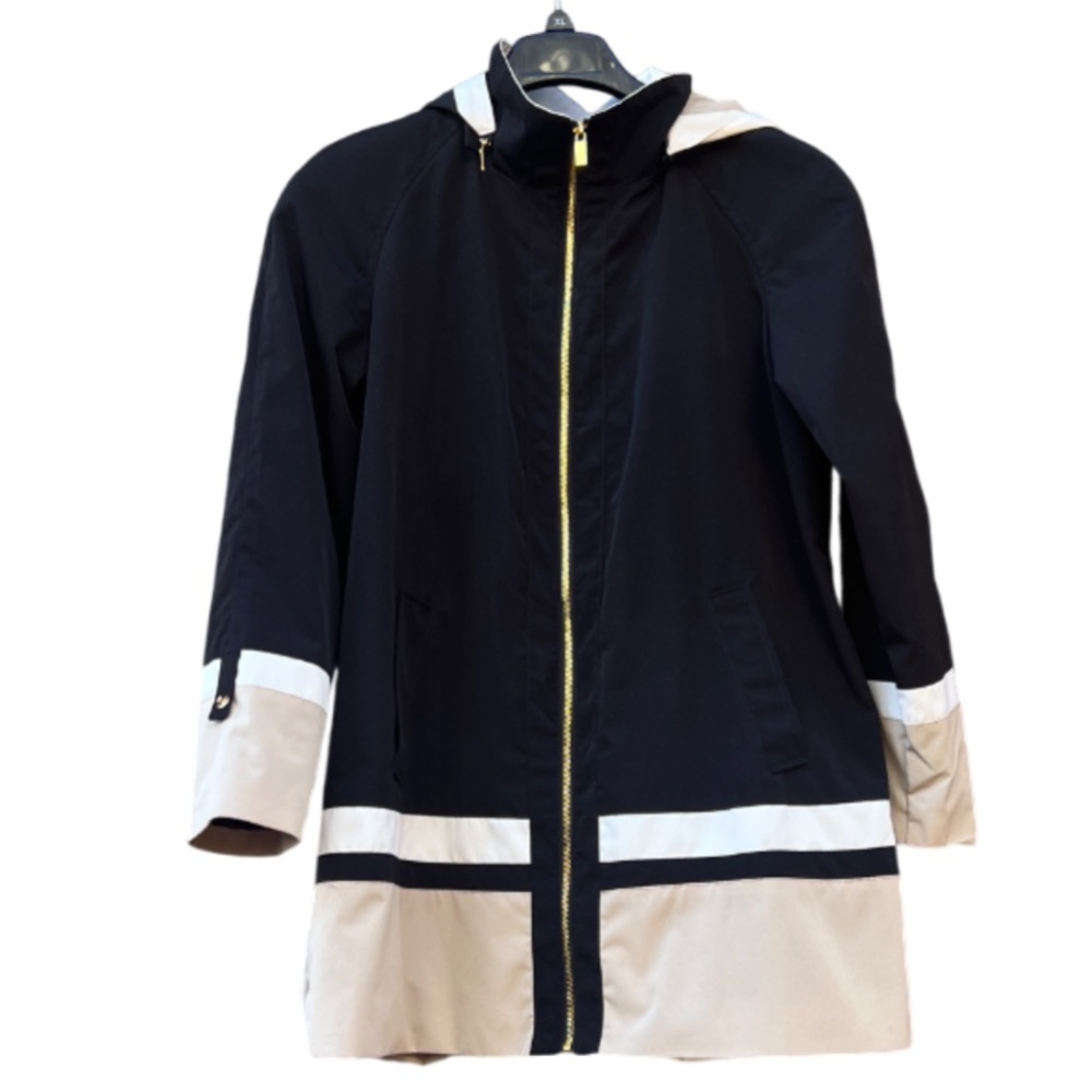 NWT Jones New York Black/Cream Jacket Size Large Rain Waterproof Lightweight - Picture 2 of 16